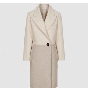 NWT REISS Vale Color Block Wool Blend Coat